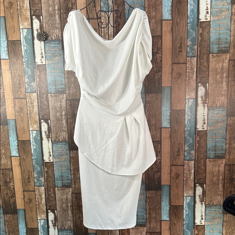 Chic Asymmetrical White Dress - Picture 9 of 15